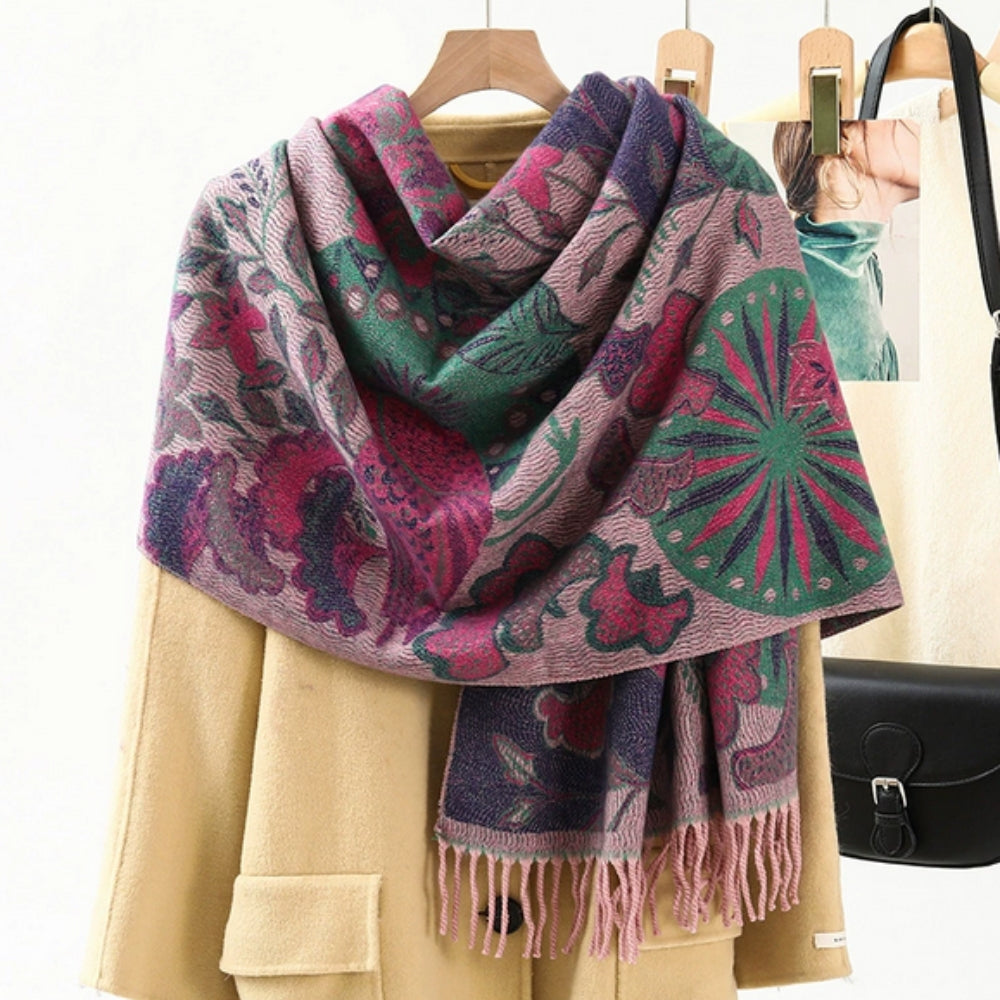 Cosycombe™ Ethnic Pattern Pashmina Shawl – Soft Oversized Wrap for Women
