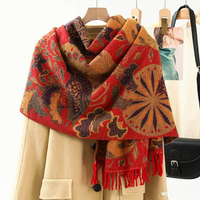 Cosycombe™ Ethnic Pattern Pashmina Shawl – Soft Oversized Wrap for Women