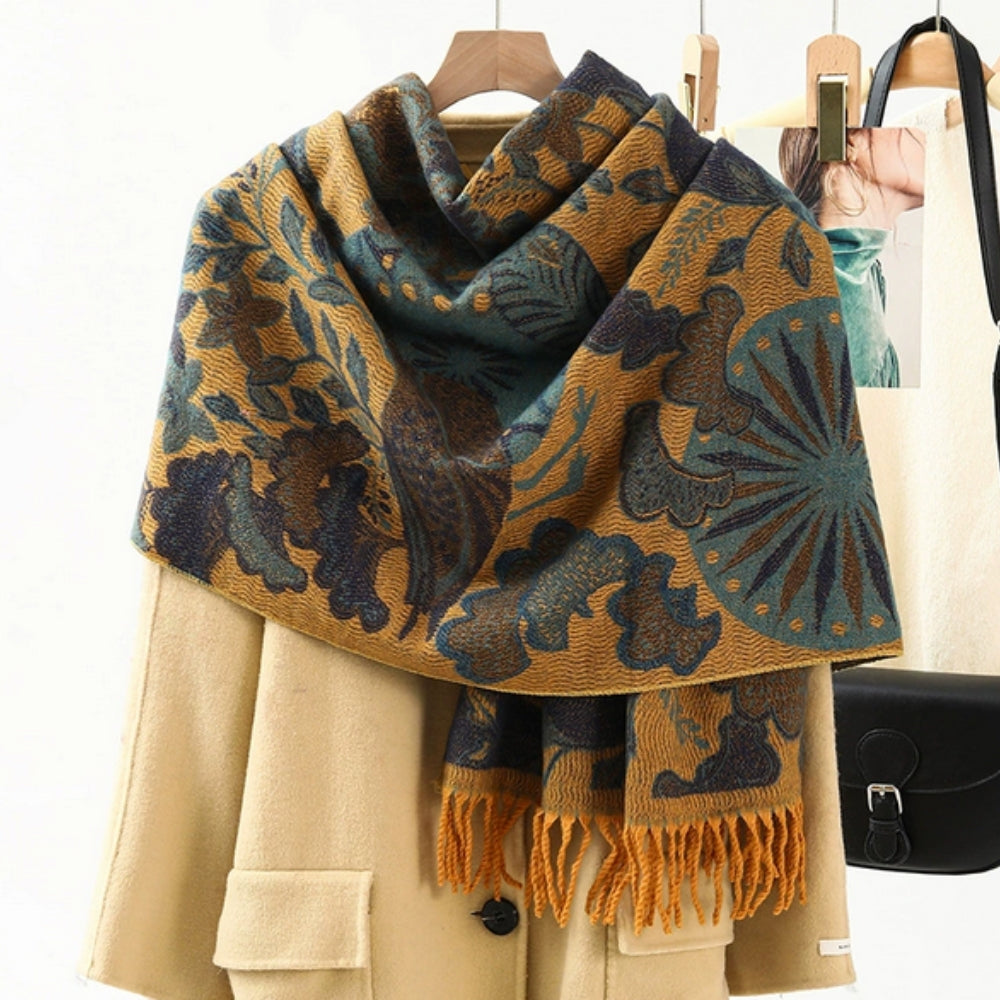 Cosycombe™ Ethnic Pattern Pashmina Shawl – Soft Oversized Wrap for Women