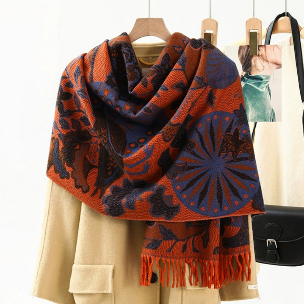 Cosycombe™ Ethnic Pattern Pashmina Shawl – Soft Oversized Wrap for Women
