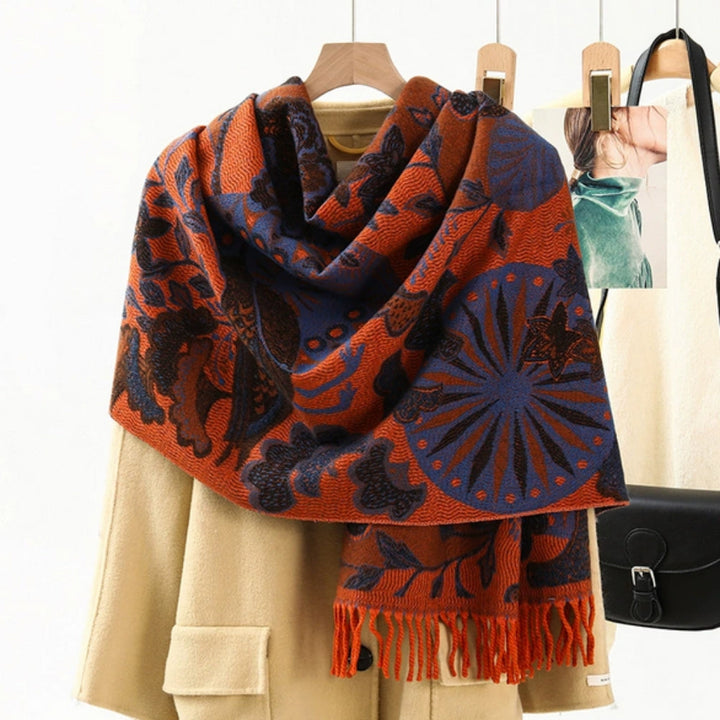 Cosycombe™ Ethnic Pattern Pashmina Shawl – Soft Oversized Wrap for Women