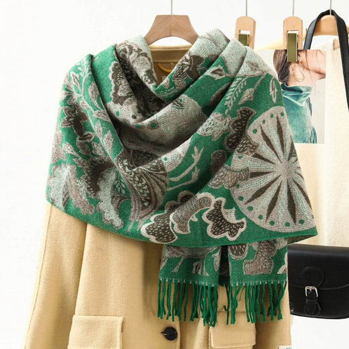 Cosycombe™ Ethnic Pattern Pashmina Shawl – Soft Oversized Wrap for Women