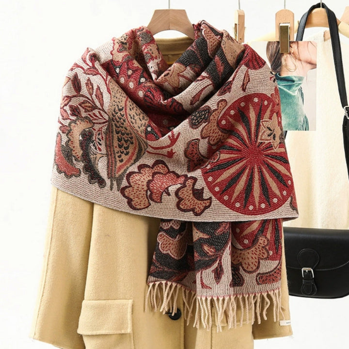 Cosycombe™ Ethnic Pattern Pashmina Shawl – Soft Oversized Wrap for Women