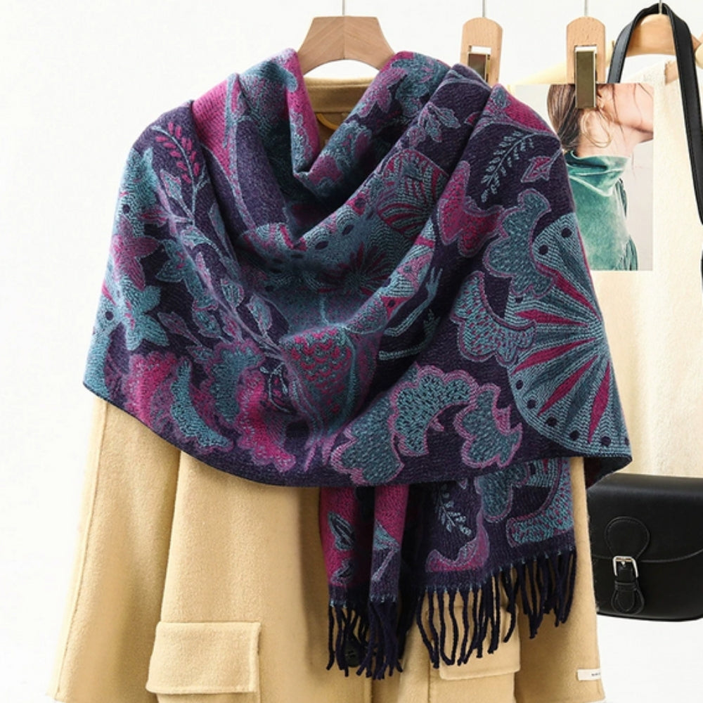 Cosycombe™ Ethnic Pattern Pashmina Shawl – Soft Oversized Wrap for Women