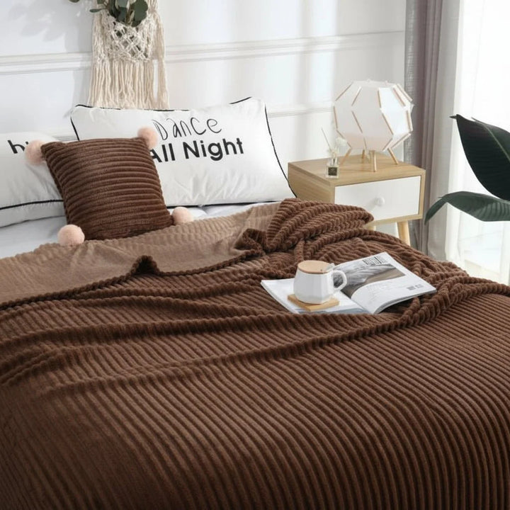 Cosycombe™ Wide Stripe Flannel Fleece Blanket, Ultra-Soft and Warm