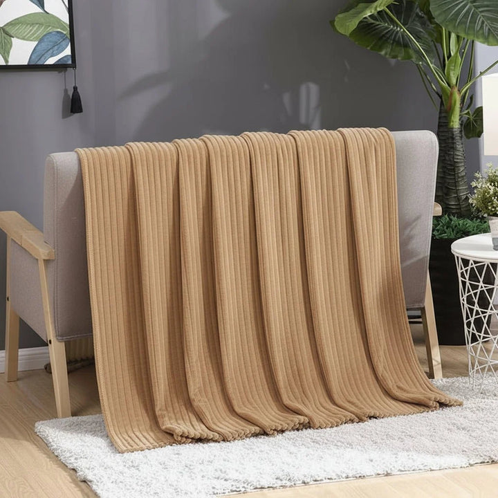 Cosycombe™ Wide Stripe Flannel Fleece Blanket, Ultra-Soft and Warm