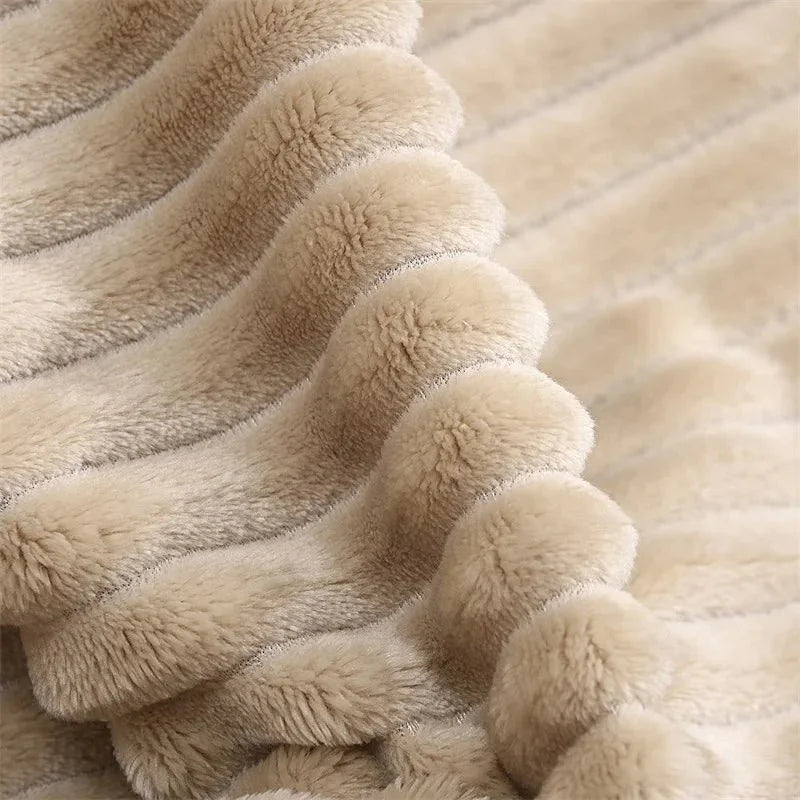 Cosycombe™ Wide Stripe Flannel Fleece Blanket, Ultra-Soft and Warm