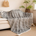 Cosycombe™ Monochrome Diamond Throw Blanket with Tassels, Reversible