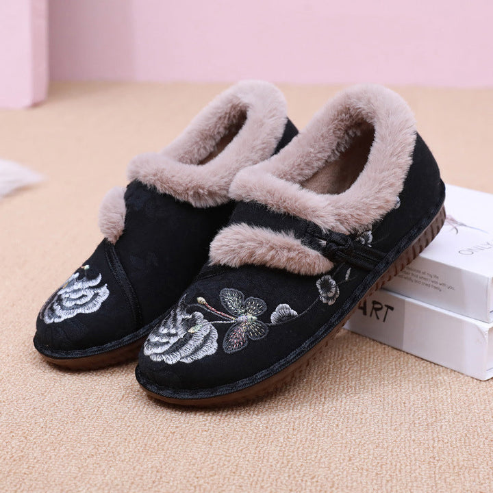 Cosycombe™ Embroidered Floral House Slippers with Warm Fluffy Lining
