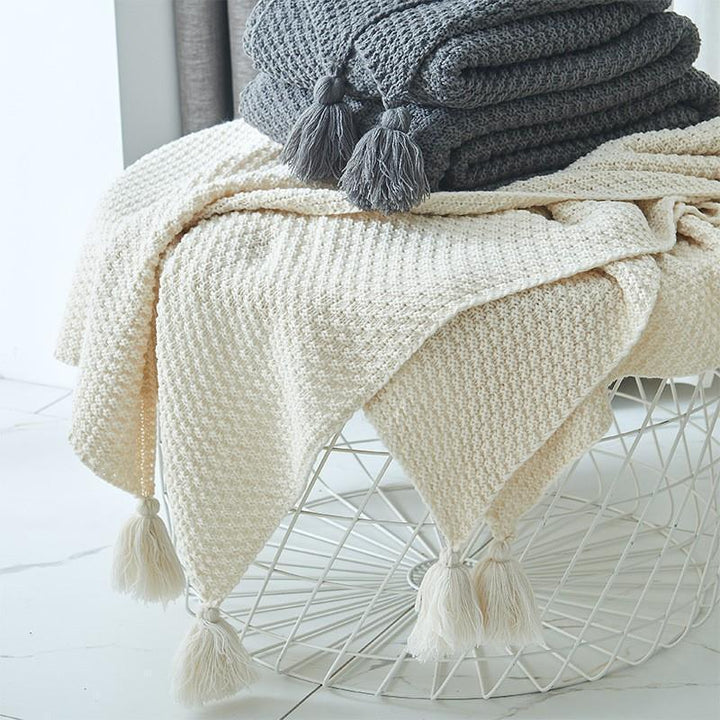 Cosycombe™ Woven Throw Blanket with Tassels, Soft and Cosy for the Sofa