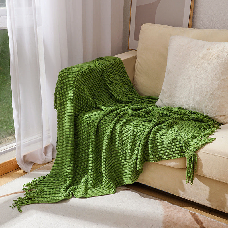Cosycombe™ Textured Knit Throw with Fringe Trim, Soft and Machine Washable