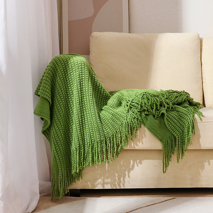 Cosycombe™ Textured Knit Throw with Fringe Trim, Soft and Machine Washable