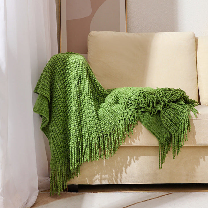 Cosycombe™ Textured Knit Throw with Fringe Trim, Soft and Machine Washable