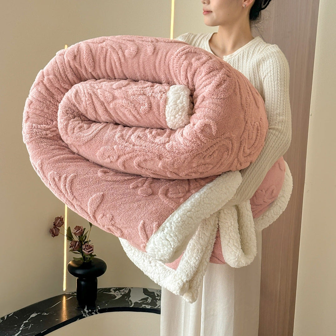 Cosycombe™ Reversible Embossed Plush and Sherpa Throw Blanket
