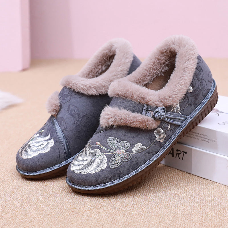 Cosycombe™ Embroidered Floral House Slippers with Warm Fluffy Lining