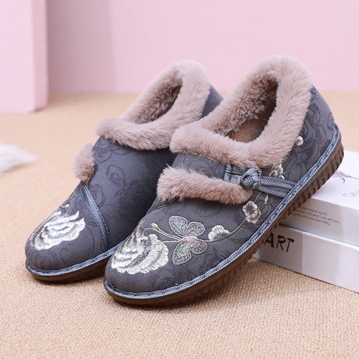 Cosycombe™ Embroidered Floral House Slippers with Warm Fluffy Lining