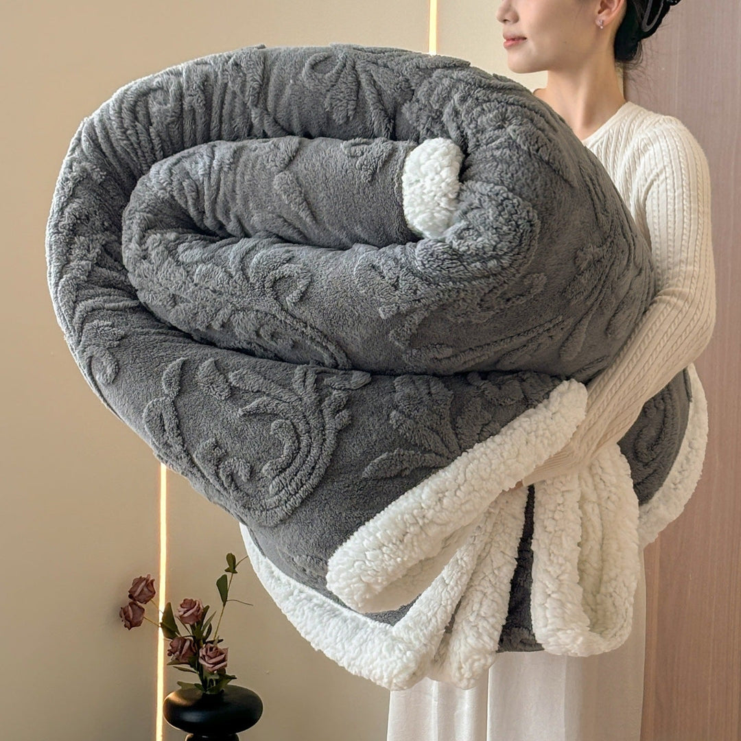 Cosycombe™ Reversible Embossed Plush and Sherpa Throw Blanket