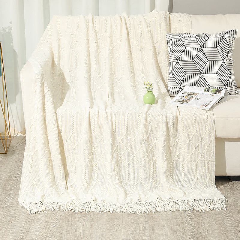 Cosycombe™ Cotton Blend Throw Blanket with Decorative Fringes