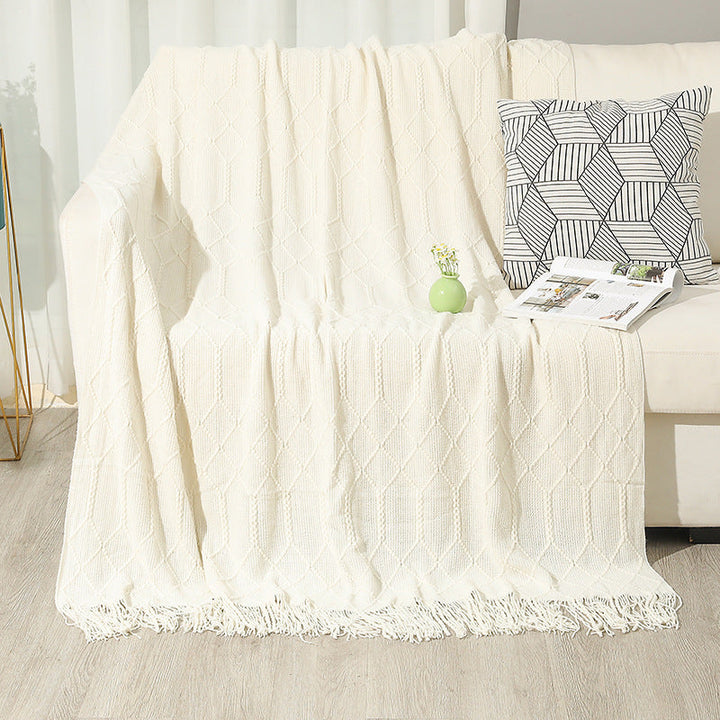 Cosycombe™ Cotton Blend Throw Blanket with Decorative Fringes
