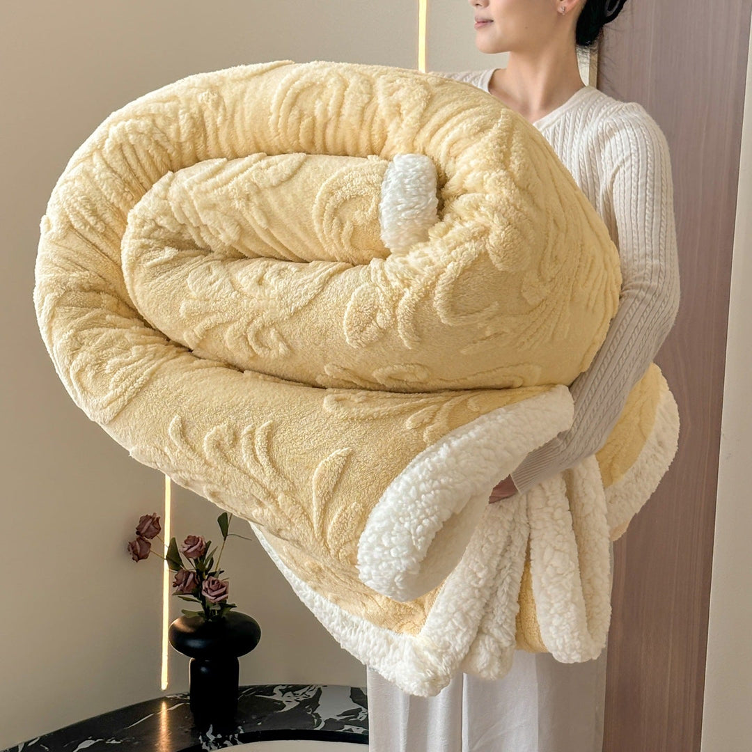 Cosycombe™ Reversible Embossed Plush and Sherpa Throw Blanket