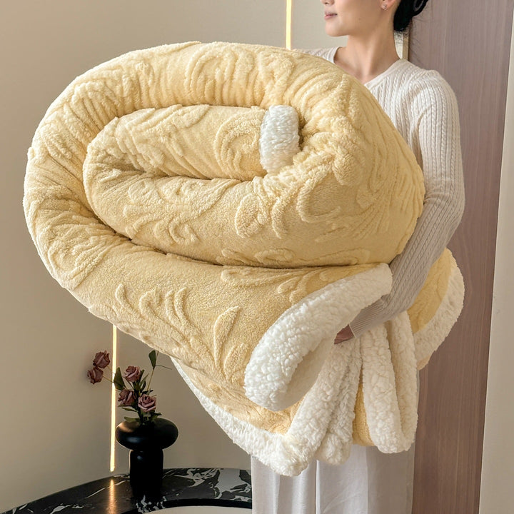 Cosycombe™ Reversible Embossed Plush and Sherpa Throw Blanket