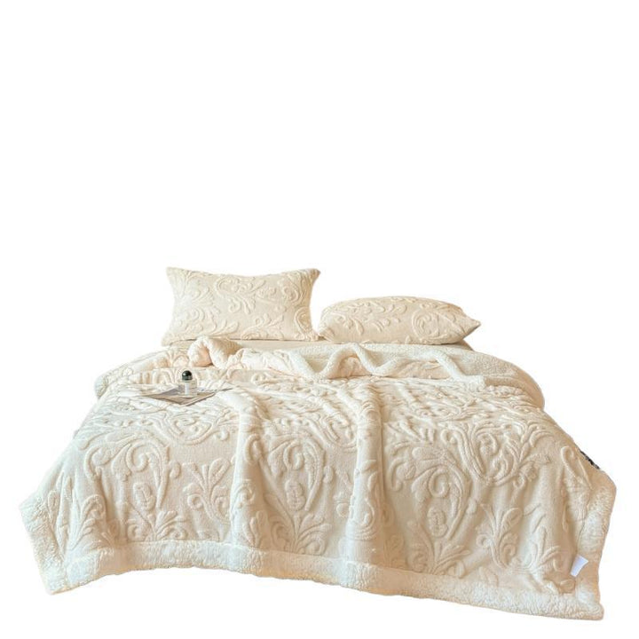 Cosycombe™ Reversible Embossed Plush and Sherpa Throw Blanket