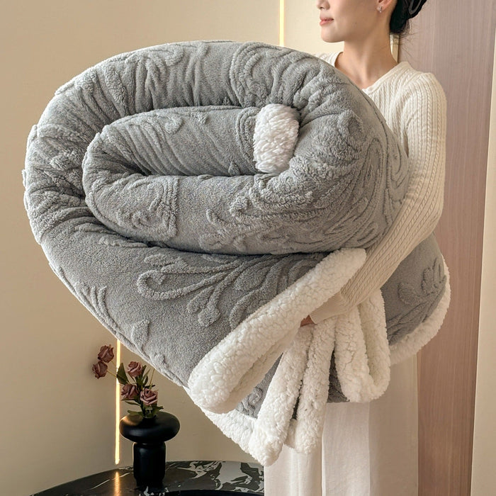 Cosycombe™ Reversible Embossed Plush and Sherpa Throw Blanket