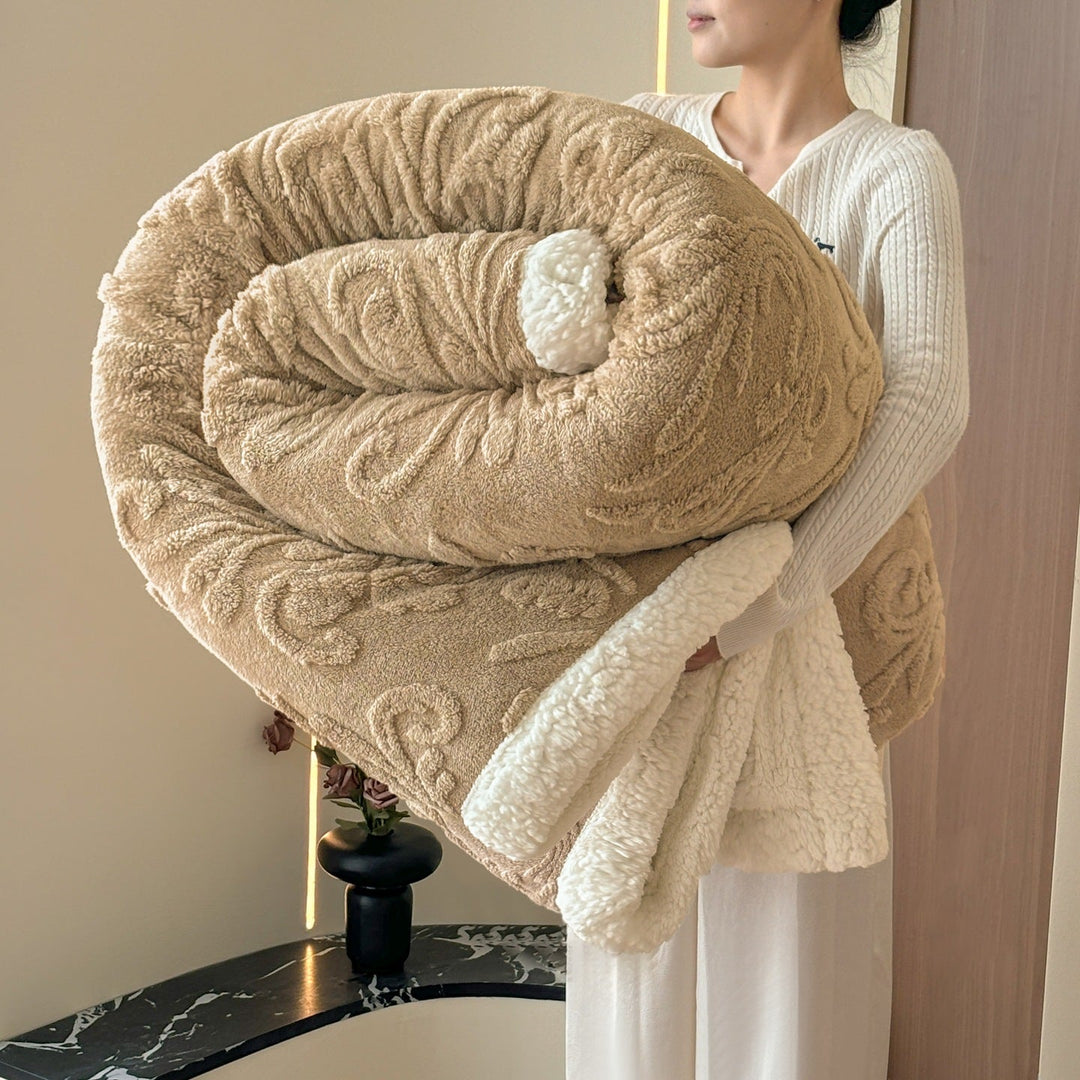 Cosycombe™ Reversible Embossed Plush and Sherpa Throw Blanket