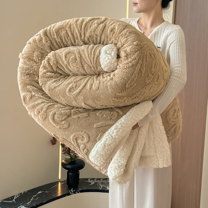 Cosycombe™ Reversible Embossed Plush and Sherpa Throw Blanket
