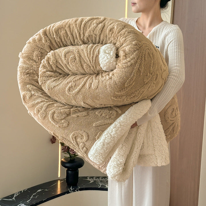 Cosycombe™ Reversible Embossed Plush and Sherpa Throw Blanket