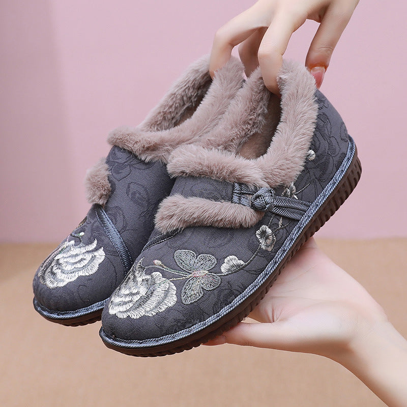 Cosycombe™ Embroidered Floral House Slippers with Warm Fluffy Lining