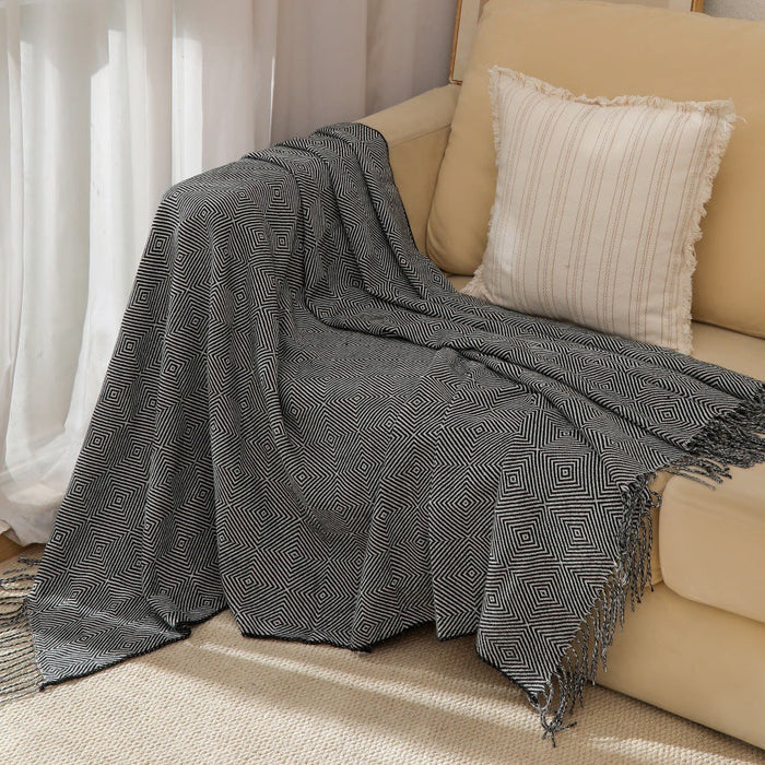 Cosycombe™ Geometric Woven Throw Blanket, Soft and Breathable
