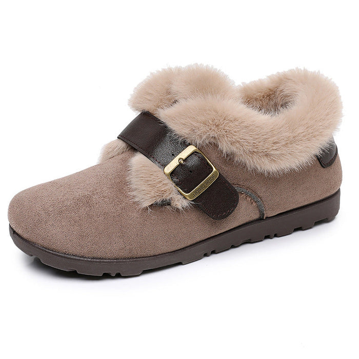 Cosycombe™ Women's Suede Slippers with Warm Lining and Decorative Buckle