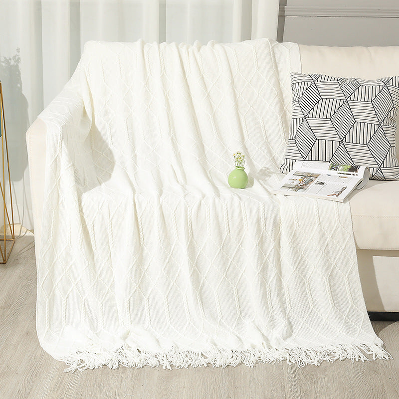Cosycombe™ Cotton Blend Throw Blanket with Decorative Fringes