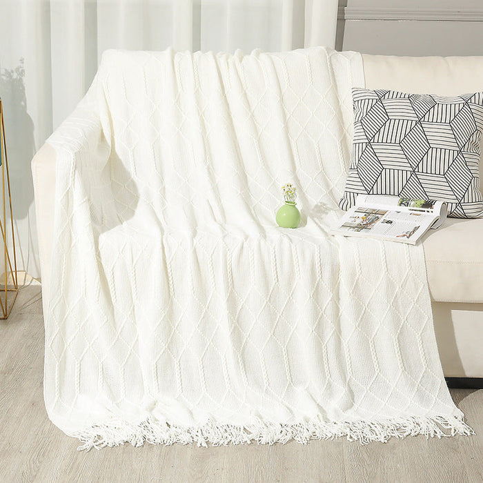 Cosycombe™ Cotton Blend Throw Blanket with Decorative Fringes