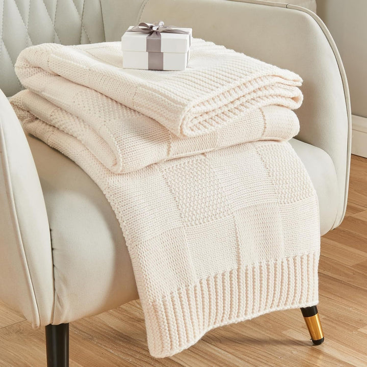 Cosycombe™ Textured Knit Throw Blanket, Soft Cosy Layer for Sofa and Bed