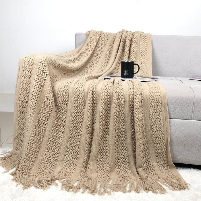 Cosycombe™ Handcrafted Textured Knit Throw Blanket in Nine Colours