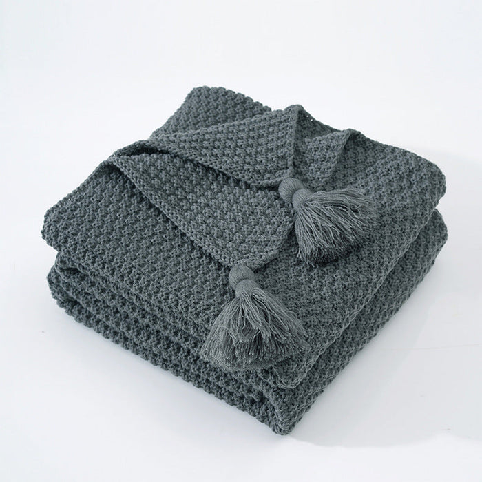 Cosycombe™ Woven Throw Blanket with Tassels, Soft and Cosy for the Sofa
