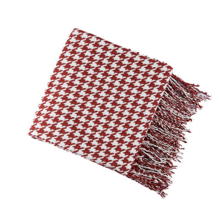 Cosycombe™ Houndstooth Throw Blanket with Stylish Fringe Detail