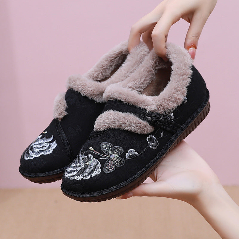 Cosycombe™ Embroidered Floral House Slippers with Warm Fluffy Lining