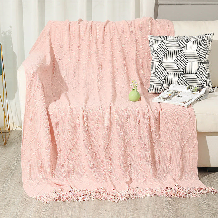 Cosycombe™ Cotton Blend Throw Blanket with Decorative Fringes