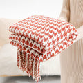 Cosycombe™ Houndstooth Throw Blanket with Stylish Fringe Detail