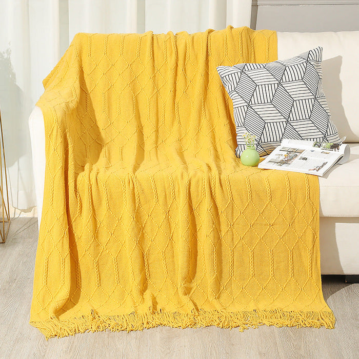 Cosycombe™ Cotton Blend Throw Blanket with Decorative Fringes