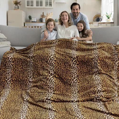 Cosycombe™ Festive Flannel Christmas Blanket in Leopard & Cow Prints