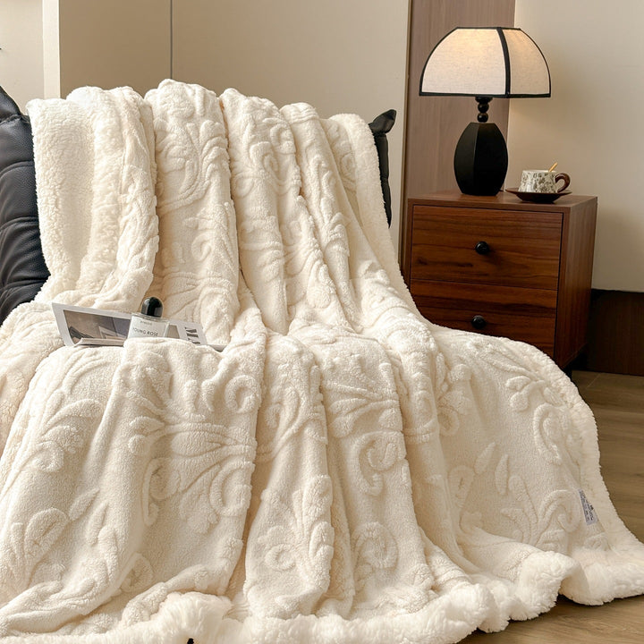 Cosycombe™ Reversible Embossed Plush and Sherpa Throw Blanket