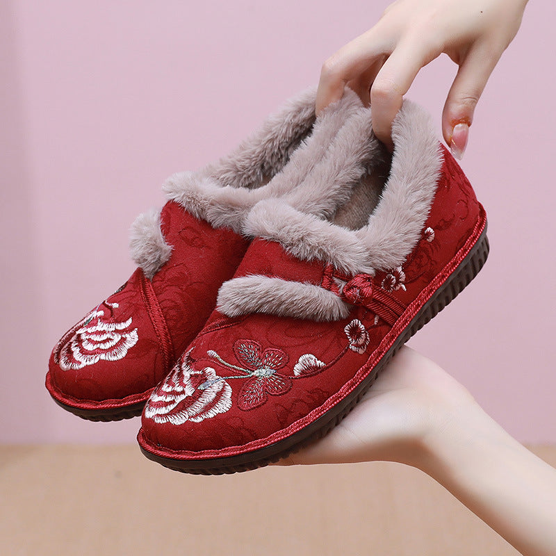 Cosycombe™ Embroidered Floral House Slippers with Warm Fluffy Lining