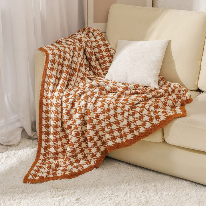 Cosycombe™ Houndstooth Knitted Throw Blanket, Soft and Machine Washable