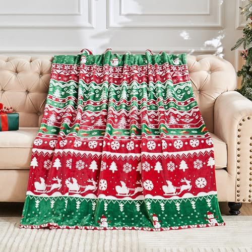 Cosycombe™ Festive Flannel Christmas Blanket in Leopard & Cow Prints