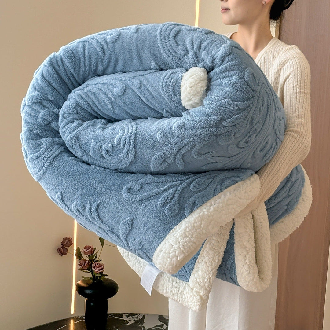 Cosycombe™ Reversible Embossed Plush and Sherpa Throw Blanket
