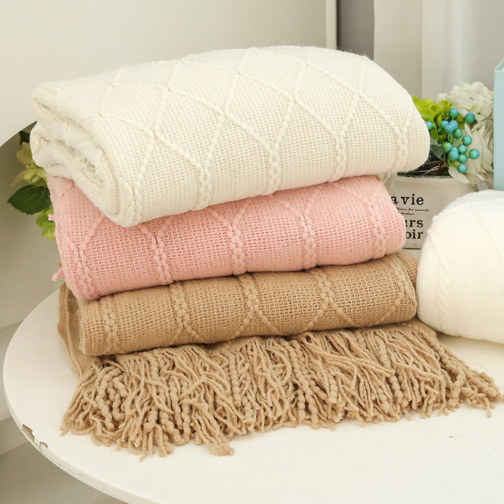 Cosycombe™ Cotton Blend Throw Blanket with Decorative Fringes